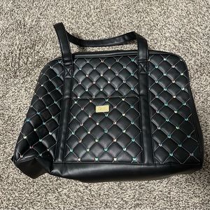 Betsey Johnson weekender bag. Black with heart dots.